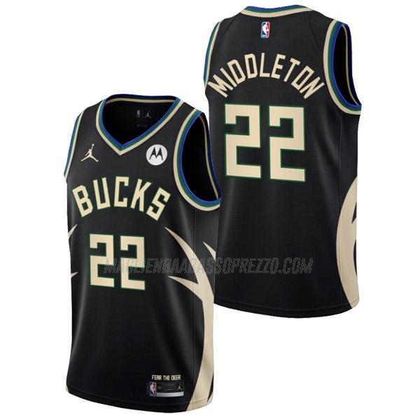 maglia khris middleton milwaukee bucks di 22 uomo statement edition 2023 nero