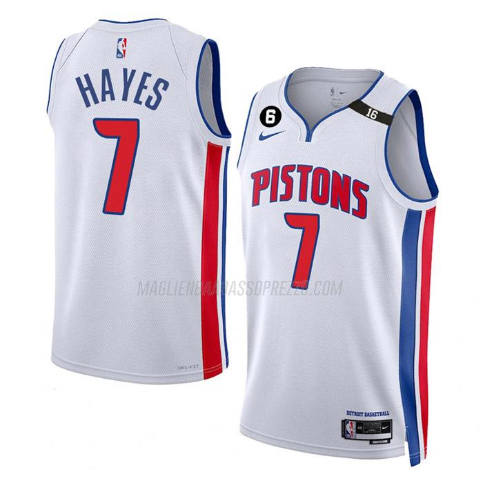 maglia killian hayes detroit pistons di 7 uomo association edition 2023 bianco