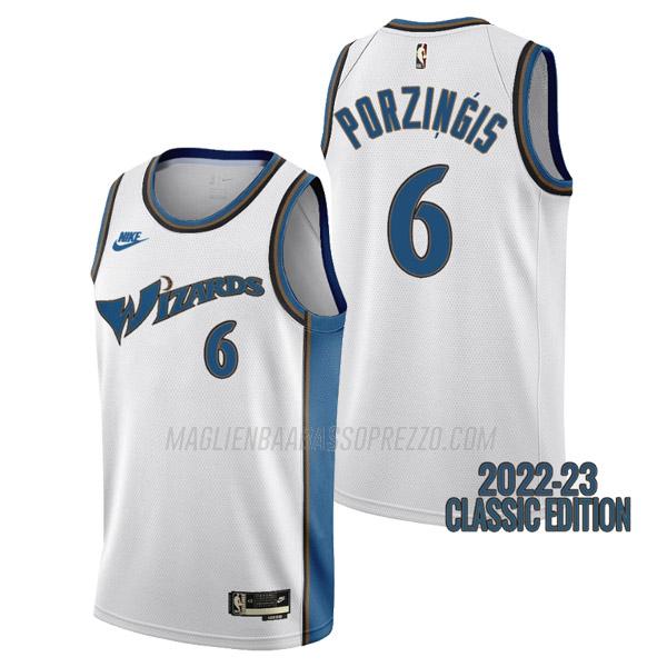 maglia kristaps porzingis washington wizards di 6 uomo classic edition 2023 bianco