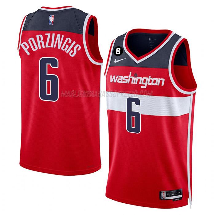 maglia kristaps porzingis washington wizards di 6 uomo icon edition 2023 rosso