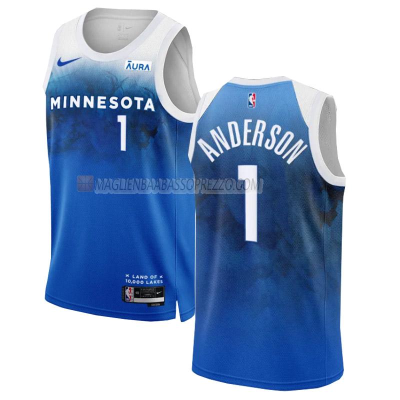 maglia kyle anderson minnesota timberwolves di 1 uomo city edition 2023-24 blu