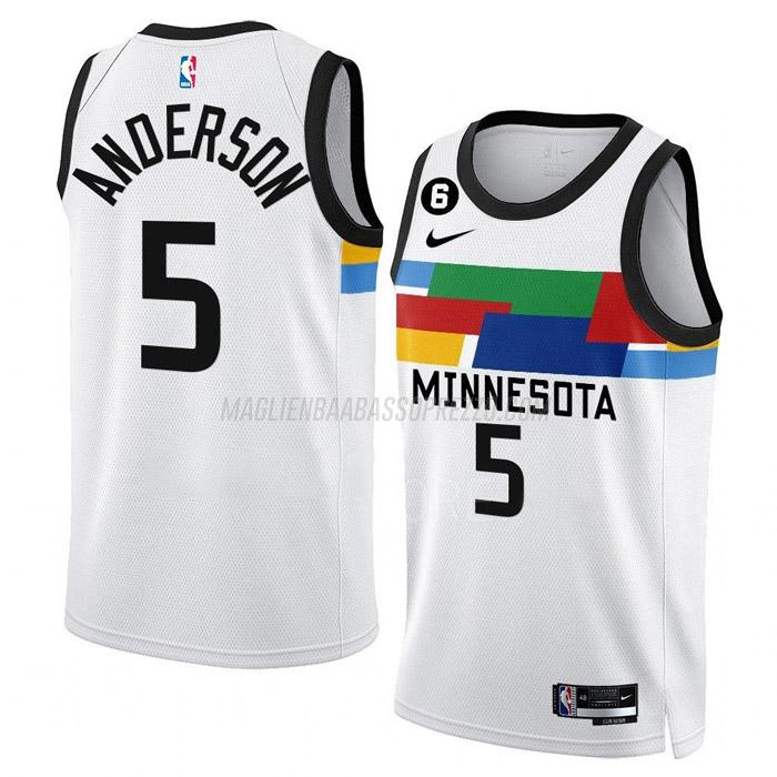 maglia kyle anderson minnesota timberwolves di 5 uomo city edition 2023 bianco