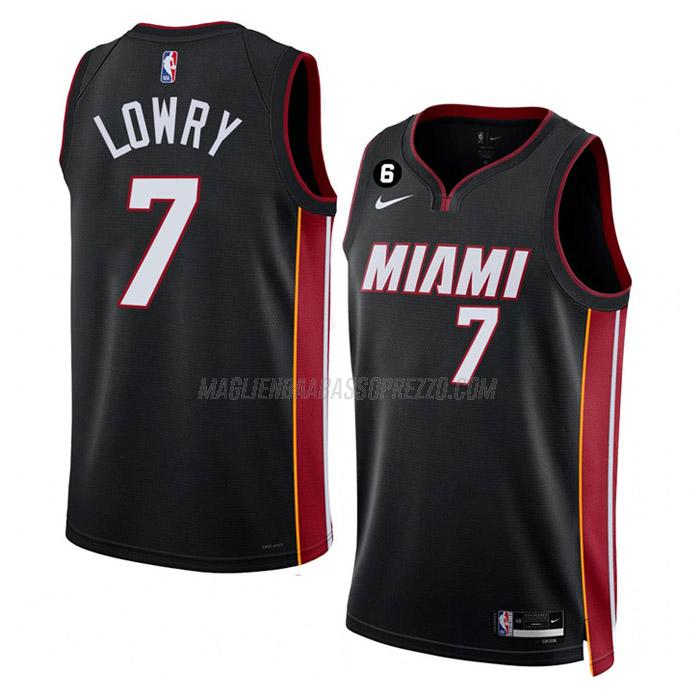 maglia kyle lowry miami heat di 7 uomo icon edition 2023 nero