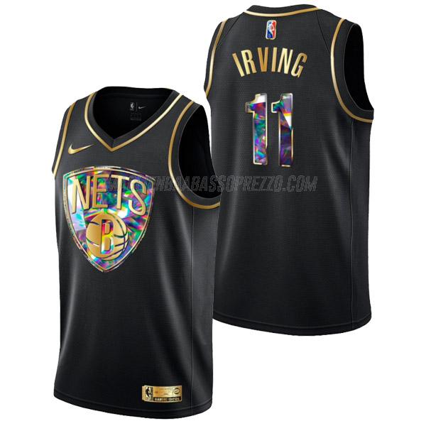 maglia kyrie irving brooklyn nets di 11 uomo golden diamond edition 2022 nero