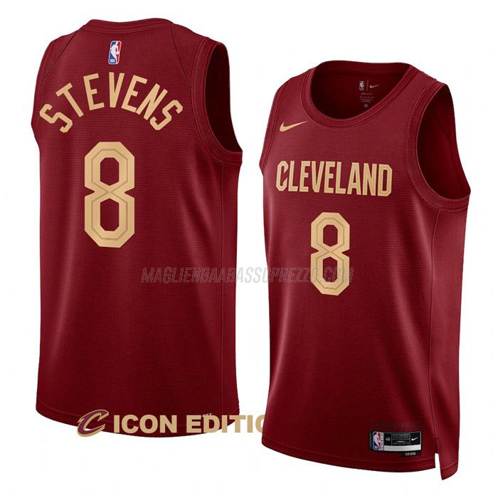 maglia lamar stevens cleveland cavaliers di 8 uomo icon edition 2023 rosso