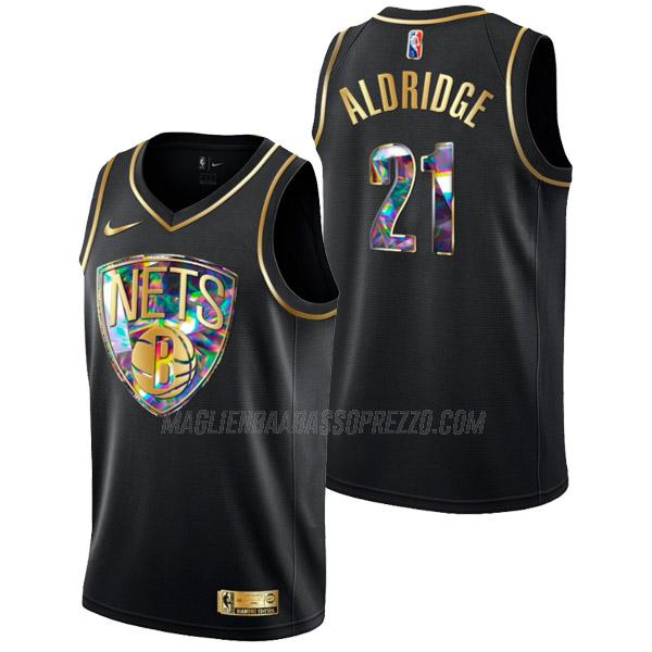 maglia lamarcus aldridge brooklyn nets di 21 uomo golden diamond edition 2022 nero