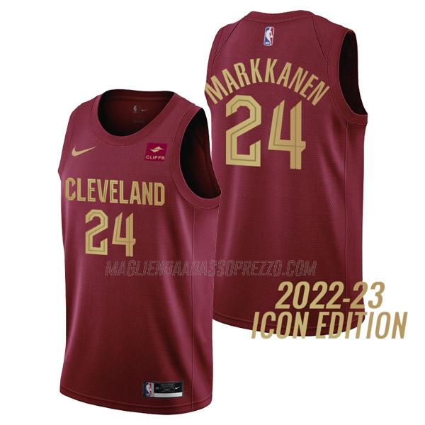 maglia lauri markkanen cleveland cavaliers di 24 uomo icon edition 2023 rosso