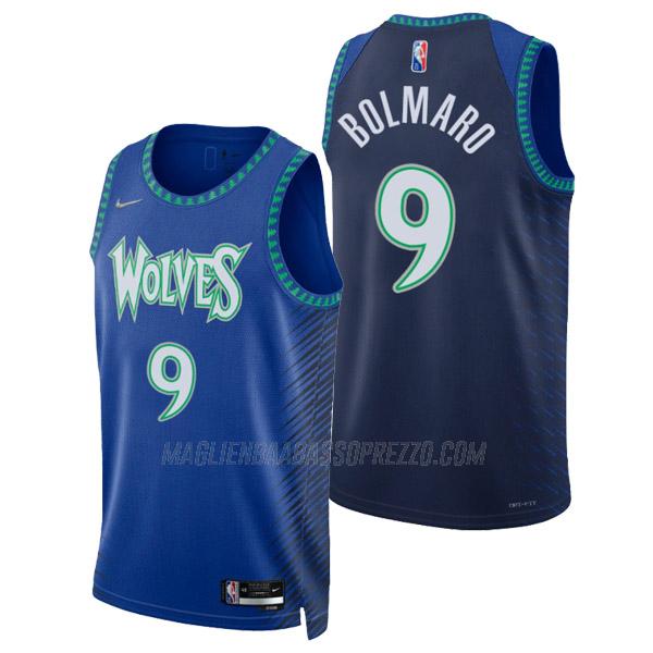 maglia leandro bolmaro minnesota timberwolves di 9 uomo city edition 2022 blu