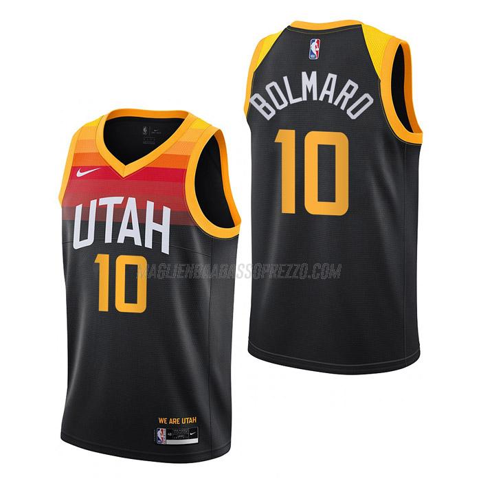 maglia leandro bolmaro utah jazz di 10 uomo city edition 2022 nero