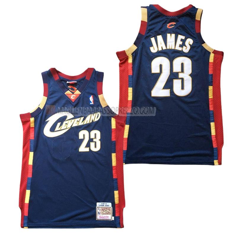 maglia lebron james cleveland cavaliers di 23 uomo retro blu