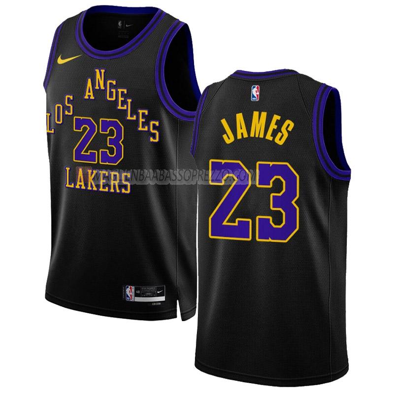 maglia lebron james los angeles lakers di 23 uomo city edition 2023-24 nero