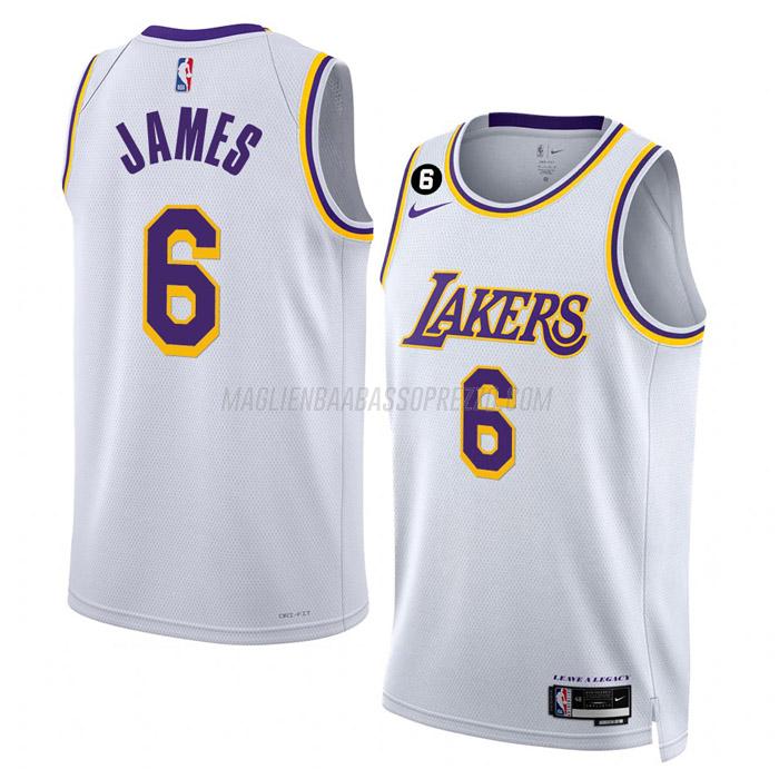 maglia lebron james los angeles lakers di 6 uomo association edition 2023 bianco