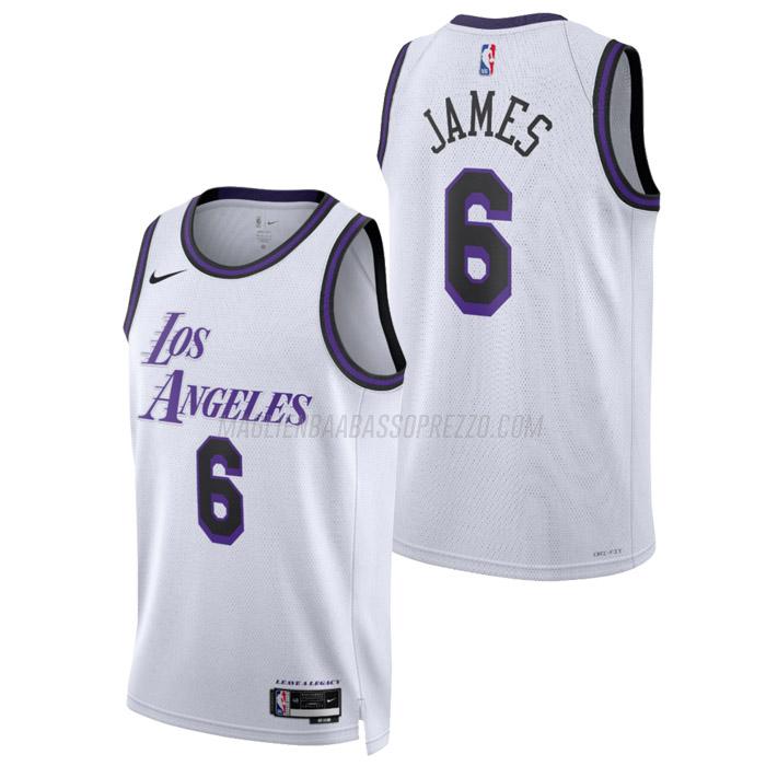 maglia lebron james los angeles lakers di 6 uomo city edition 2023 bianco