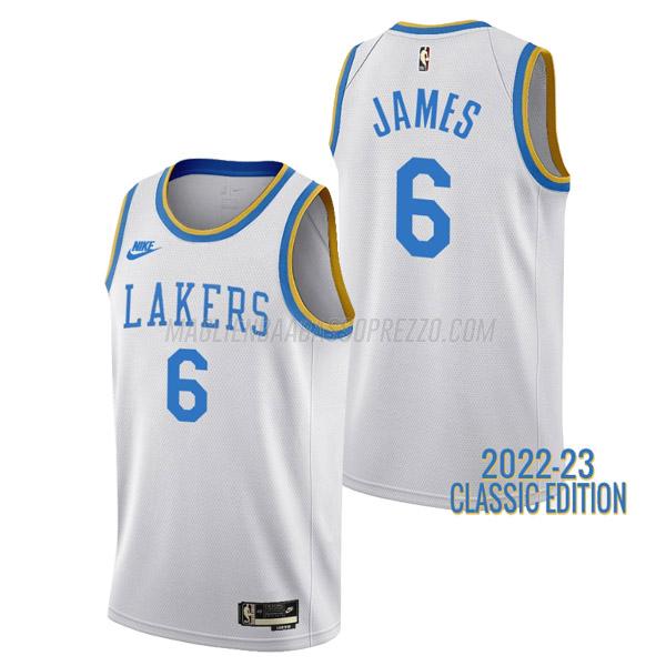 maglia lebron james los angeles lakers di 6 uomo classic edition 2023 bianco