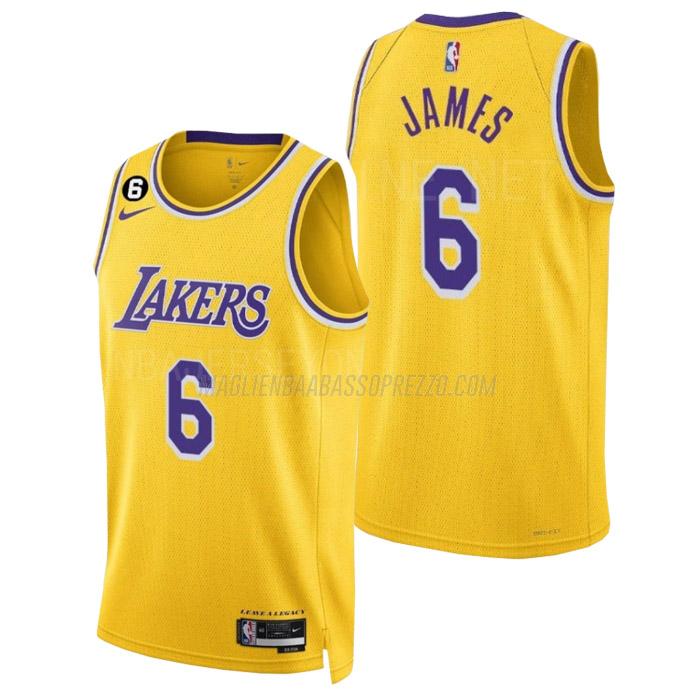 maglia lebron james los angeles lakers di 6 uomo icon edition 2023 giallo