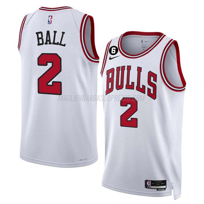 maglia lonzo ball chicago bulls di 2 uomo association edition 2023 bianco