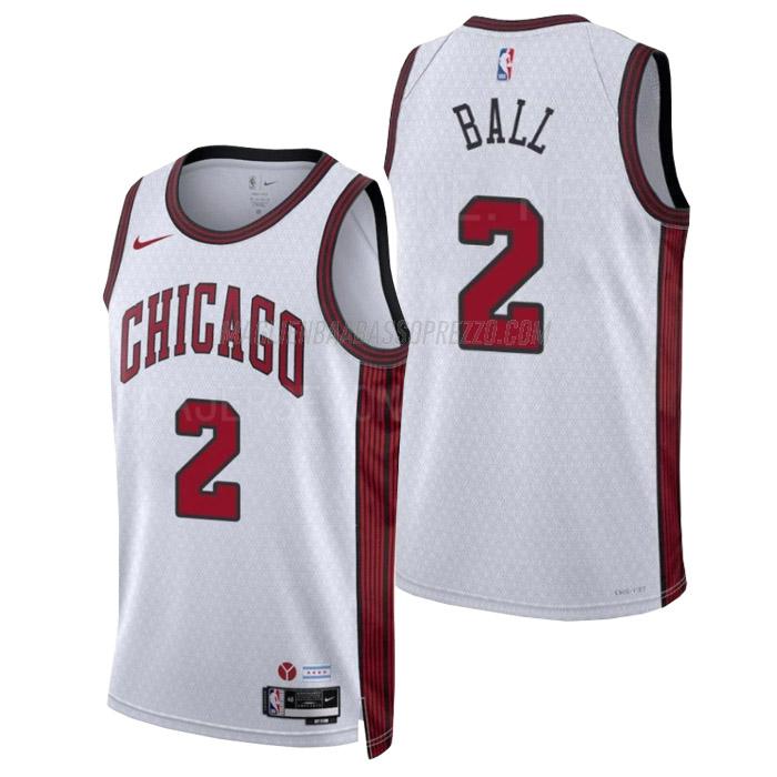 maglia lonzo ball chicago bulls di 2 uomo city edition 2023 bianco