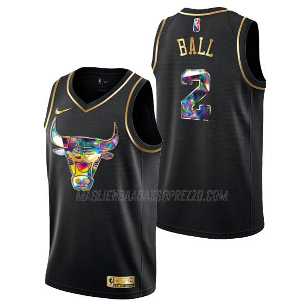 maglia lonzo ball chicago bulls di 2 uomo golden diamond edition 2022 nero