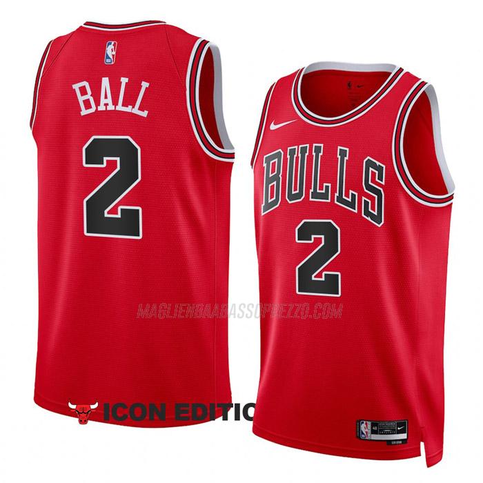 maglia lonzo ball chicago bulls di 2 uomo icon edition 2023 rosso