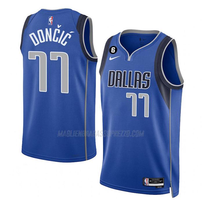 maglia luka doncic dallas mavericks di 77 uomo icon edition 2023 blu