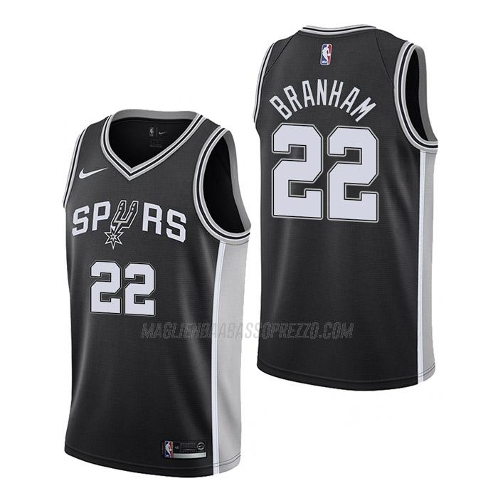 maglia malaki branham san antonio spurs di 22 uomo icon edition 2023 nero