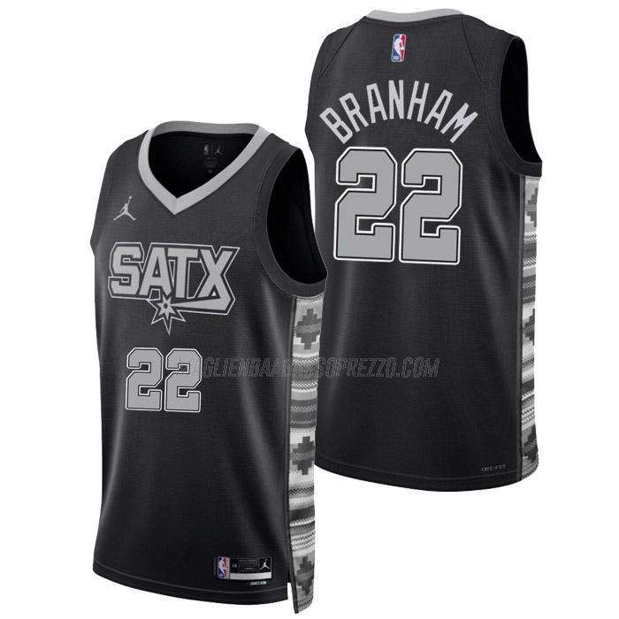 maglia malaki branham san antonio spurs di 22 uomo statement edition 2023 nero