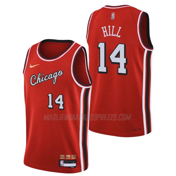 maglia malcolm hill chicago bulls di 14 uomo city edition 2022 rosso