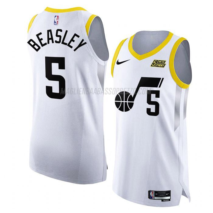 maglia malik beasley utah jazz di 5 uomo association edition 2023 bianco