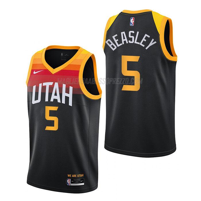 maglia malik beasley utah jazz di 5 uomo city edition 2022 nero