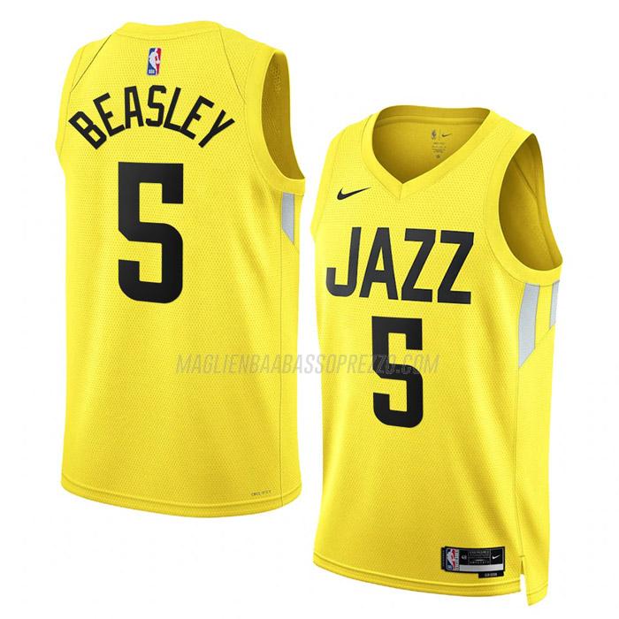 maglia malik beasley utah jazz di 5 uomo icon edition 2023 giallo