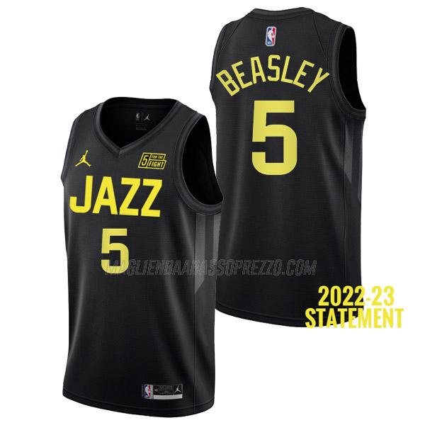 maglia malik beasley utah jazz di 5 uomo statement edition 2023 nero