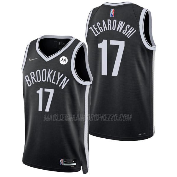 maglia marcus zegarowski brooklyn nets di 17 uomo icon edition 2022 nero