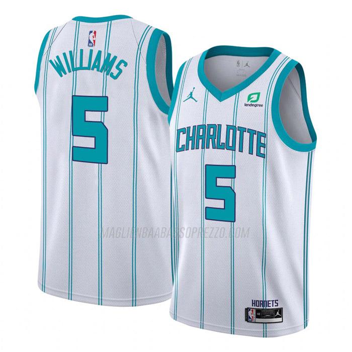 maglia mark williams charlotte hornets di 5 uomo association edition 2023 bianco