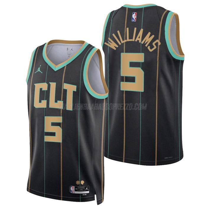 maglia mark williams charlotte hornets di 5 uomo city edition 2023 nero