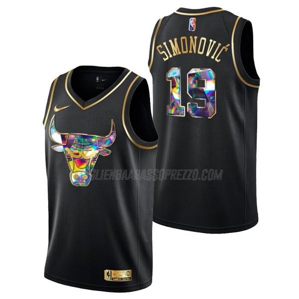 maglia marko simonovic chicago bulls di 19 uomo golden diamond edition 2022 nero