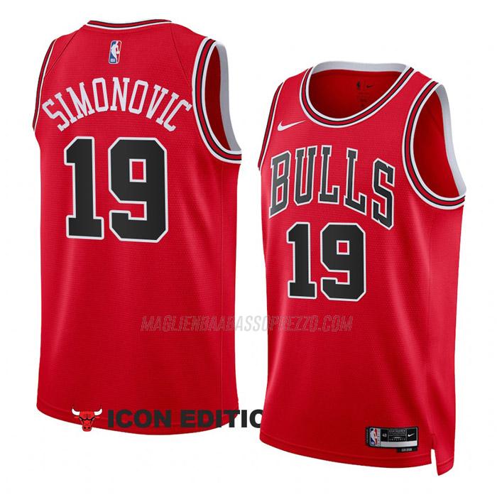 maglia marko simonovic chicago bulls di 19 uomo icon edition 2023 rosso