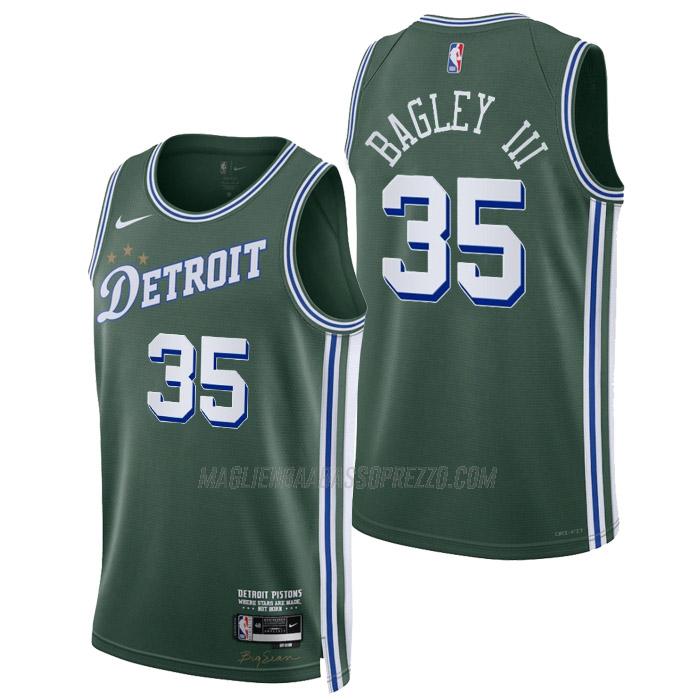 maglia marvin bagley iii detroit pistons di 35 uomo city edition 2023 verde