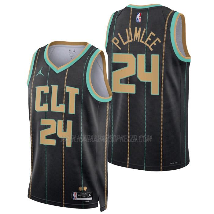 maglia mason plumlee charlotte hornets di 24 uomo city edition 2023 nero