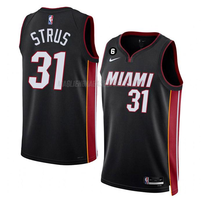 maglia max strus miami heat di 31 uomo icon edition 2023 nero