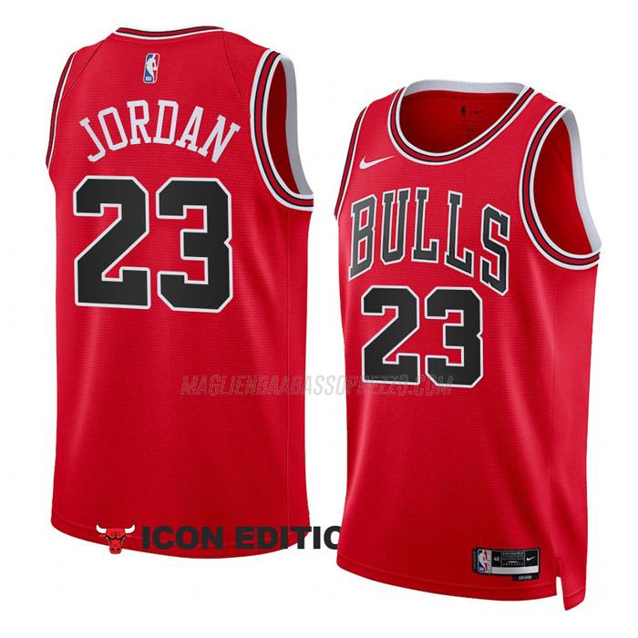 maglia michael jordan chicago bulls di 23 uomo icon edition 2023 rosso