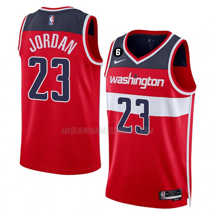 maglia michael jordan washington wizards di 23 uomo icon edition 2023 rosso