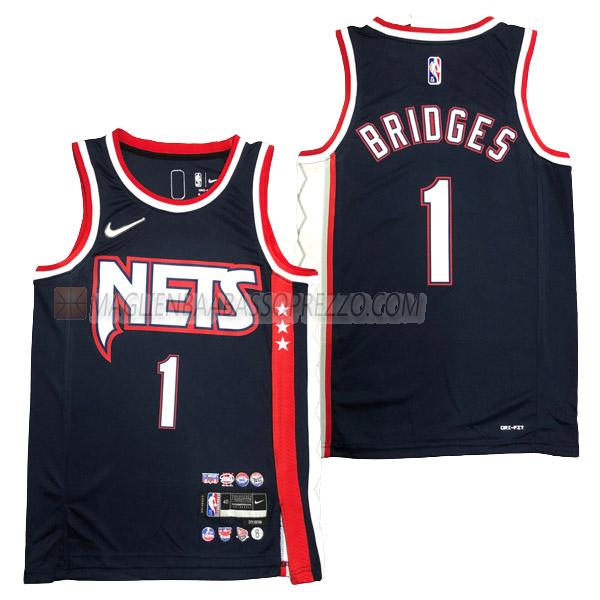 maglia mikal bridges brooklyn nets di 1 uomo city edition 2022 blu