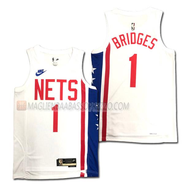 maglia mikal bridges brooklyn nets di 1 uomo classic edition 2023 bianco