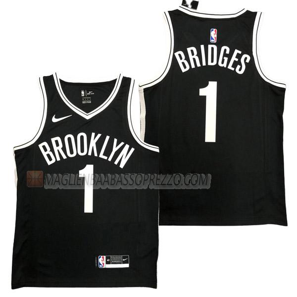 maglia mikal bridges brooklyn nets di 1 uomo icon edition 2023 nero