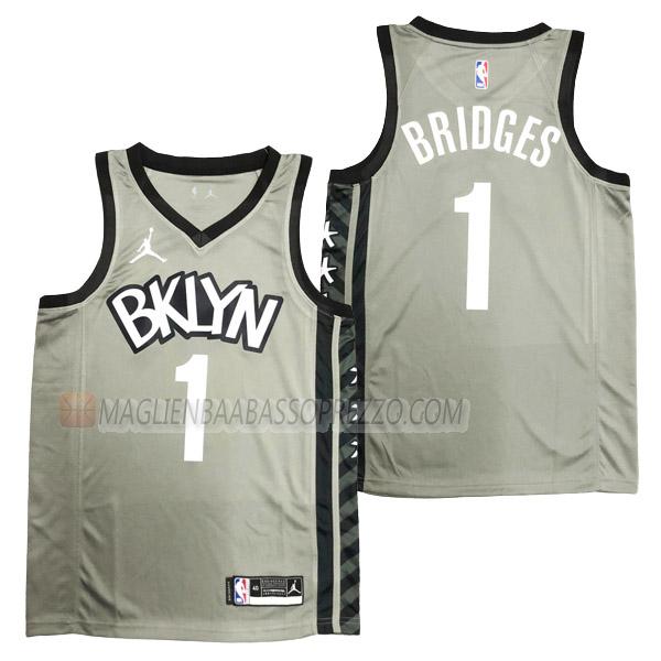 maglia mikal bridges brooklyn nets di 1 uomo statement edition 2022 grigio