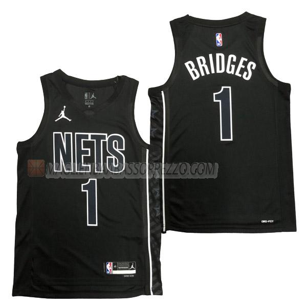 maglia mikal bridges brooklyn nets di 1 uomo statement edition 2023 nero