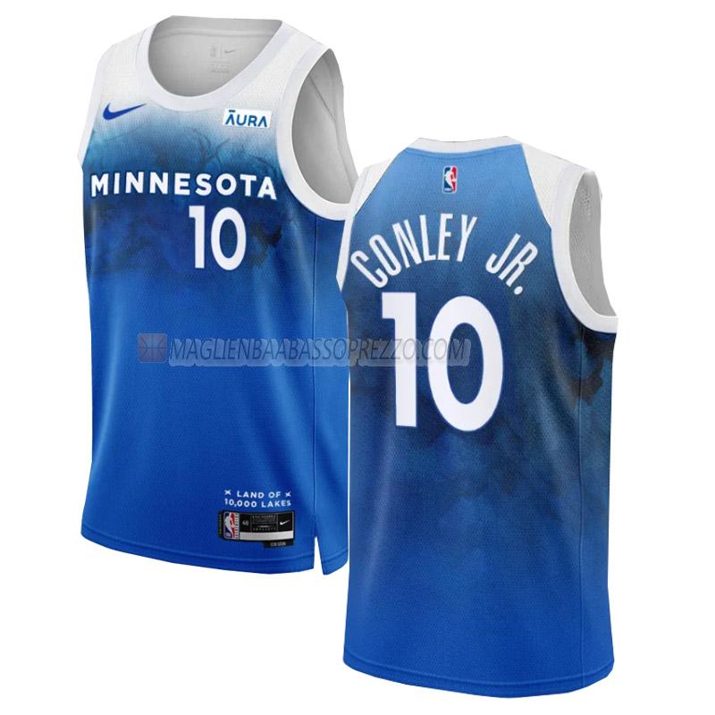 maglia mike conley jr minnesota timberwolves di 10 uomo city edition 2023-24 blu