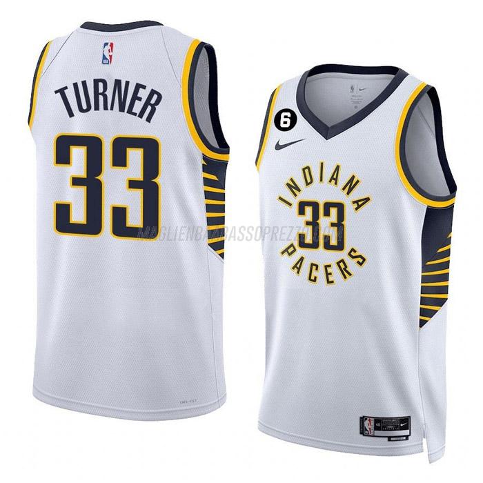 maglia myles turner indiana pacers di 33 uomo association edition 2023 bianco