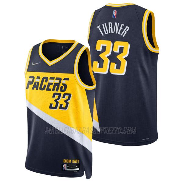 maglia myles turner indiana pacers di 33 uomo city edition 2022 blu navy