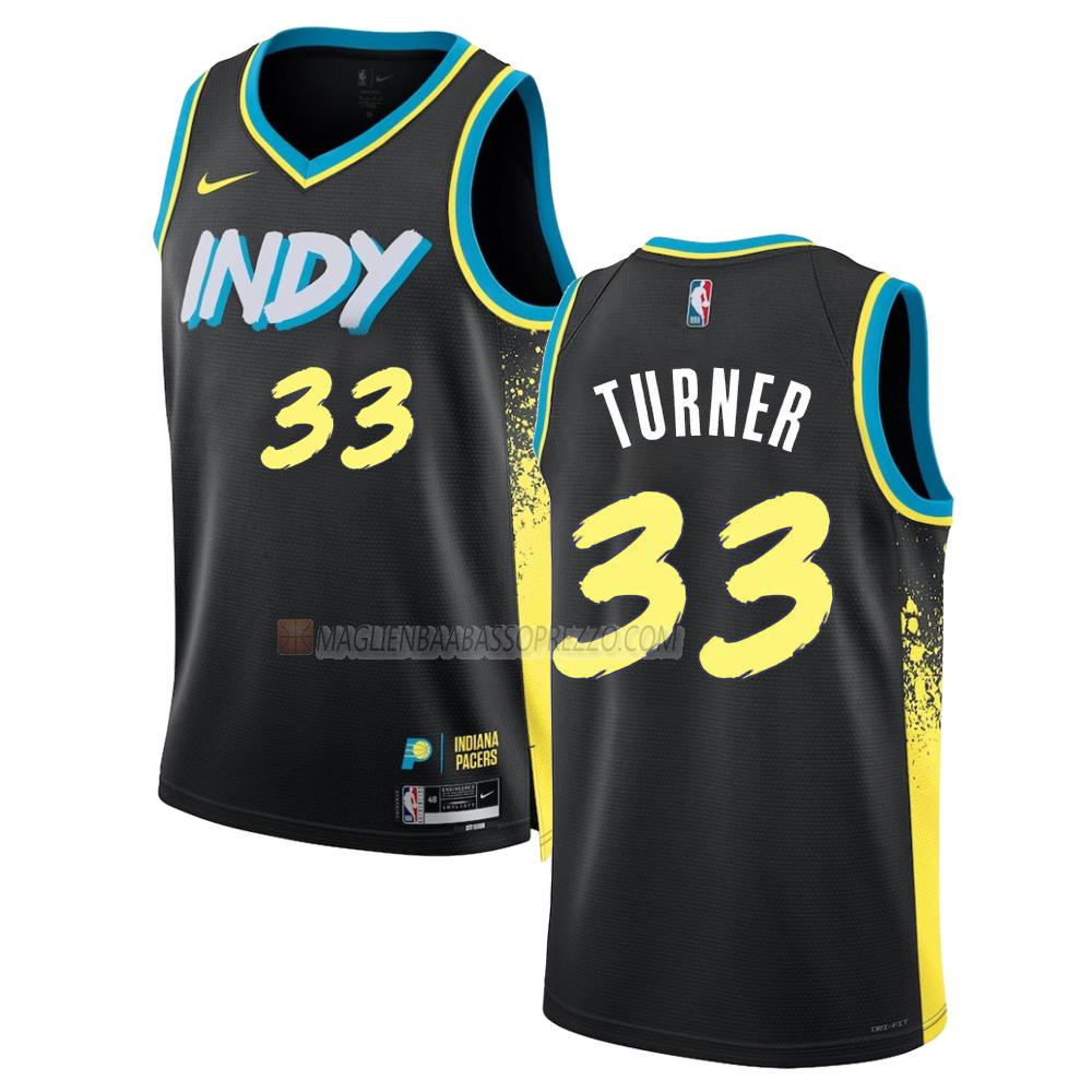 maglia myles turner indiana pacers di 33 uomo city edition 2023-24 nero